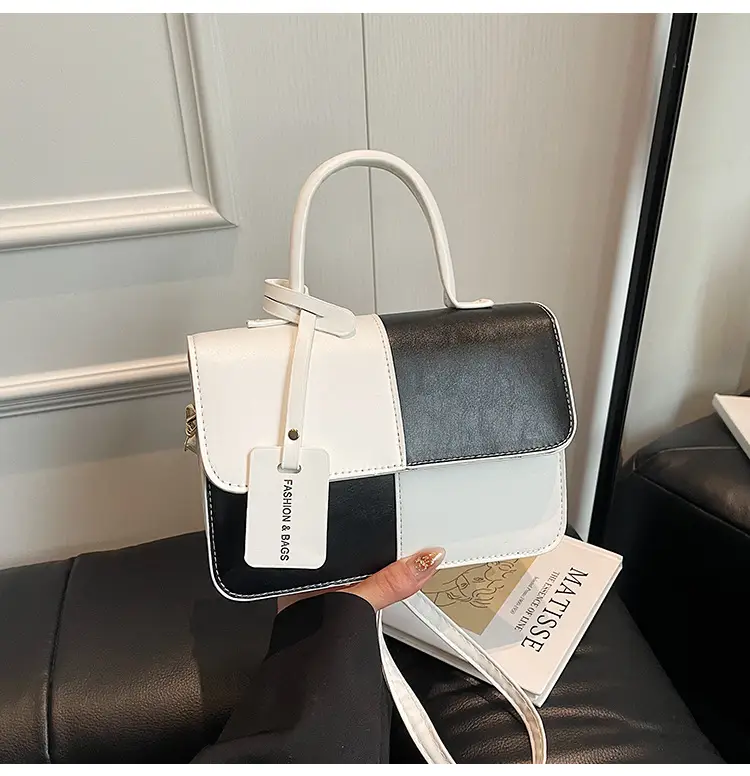 Contrast Color Stitched Square Shoulder Bag 2025 — feature 21