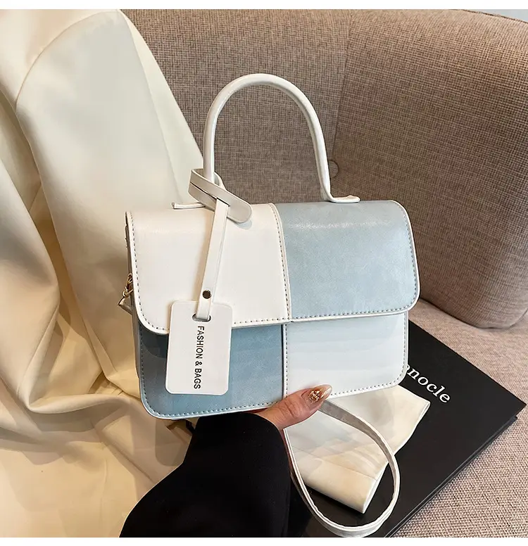 Contrast Color Stitched Square Shoulder Bag 2025 — feature 23