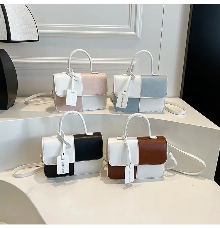 Contrast Color Stitched Square Shoulder Bag 2025 — feature 24