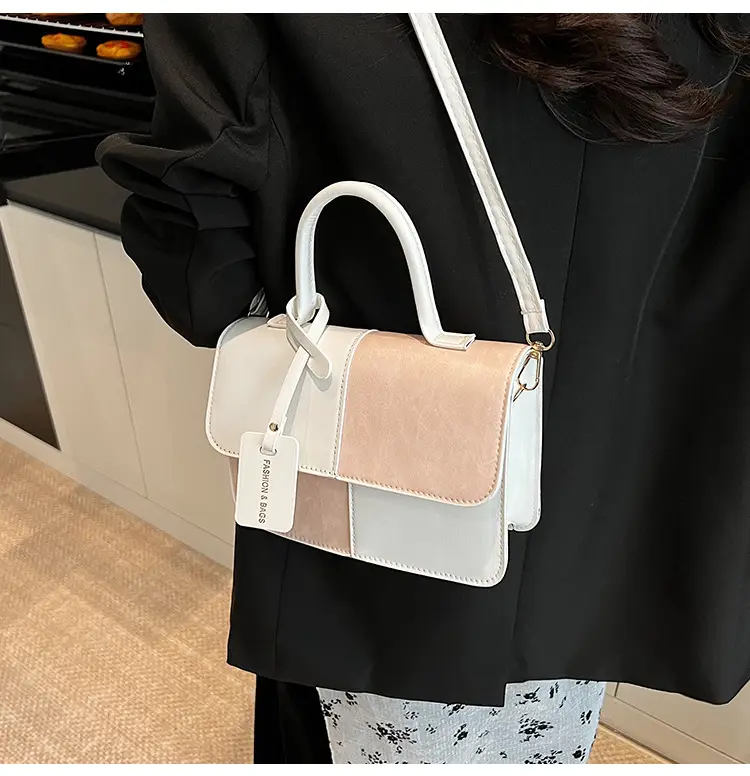 Contrast Color Stitched Square Shoulder Bag 2025 — feature 8