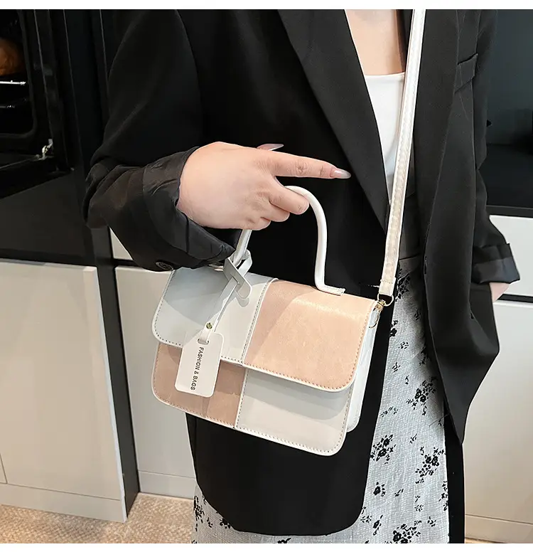 Contrast Color Stitched Square Shoulder Bag 2025 — feature 9