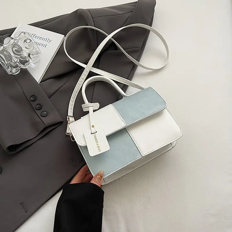 Contrast Color Stitched Square Shoulder Bag 2025