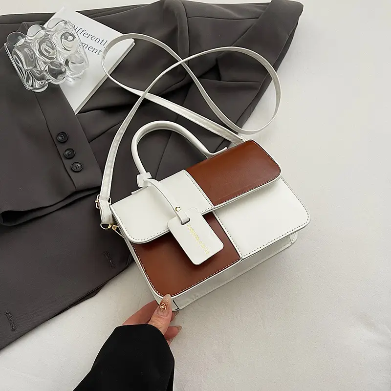 Contrast Color Stitched Square Shoulder Bag 2025