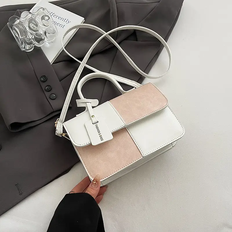 Contrast Color Stitched Square Shoulder Bag 2025
