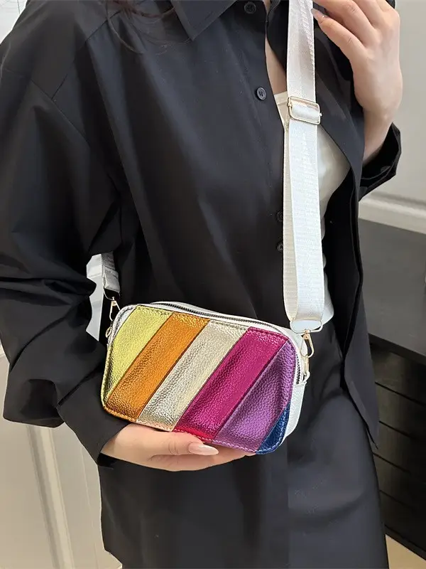 Women's Rainbow Stripe Shoulder Crossbody Bag 2025 - Image 4