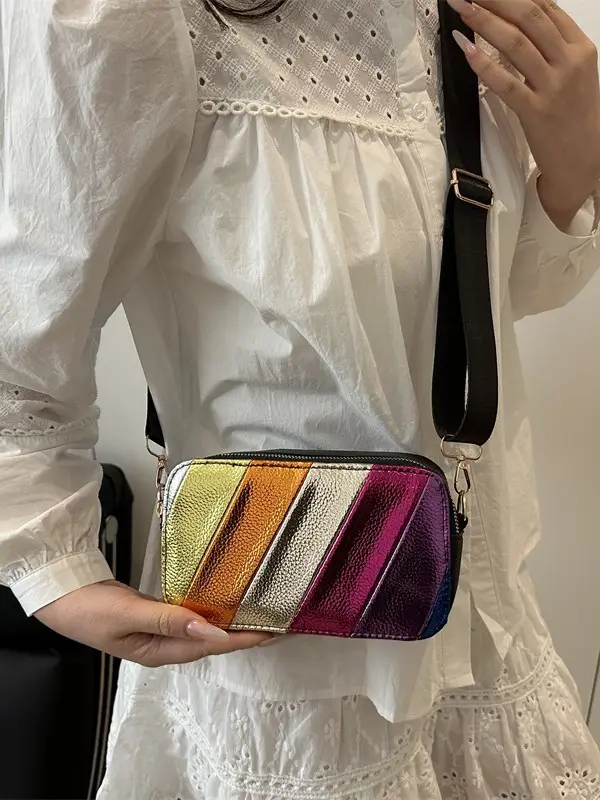 Women's Rainbow Stripe Shoulder Crossbody Bag 2025 - Image 6