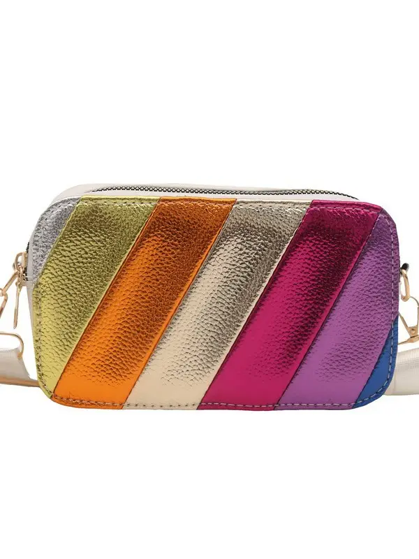 Women's Rainbow Stripe Shoulder Crossbody Bag 2025 - Image 7