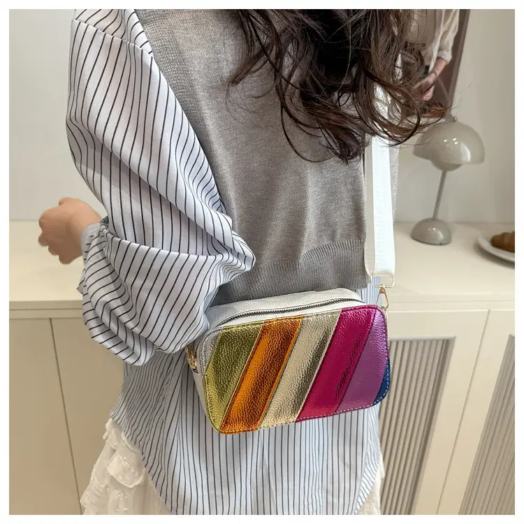 Women's Rainbow Stripe Shoulder Crossbody Bag 2025 — feature 11