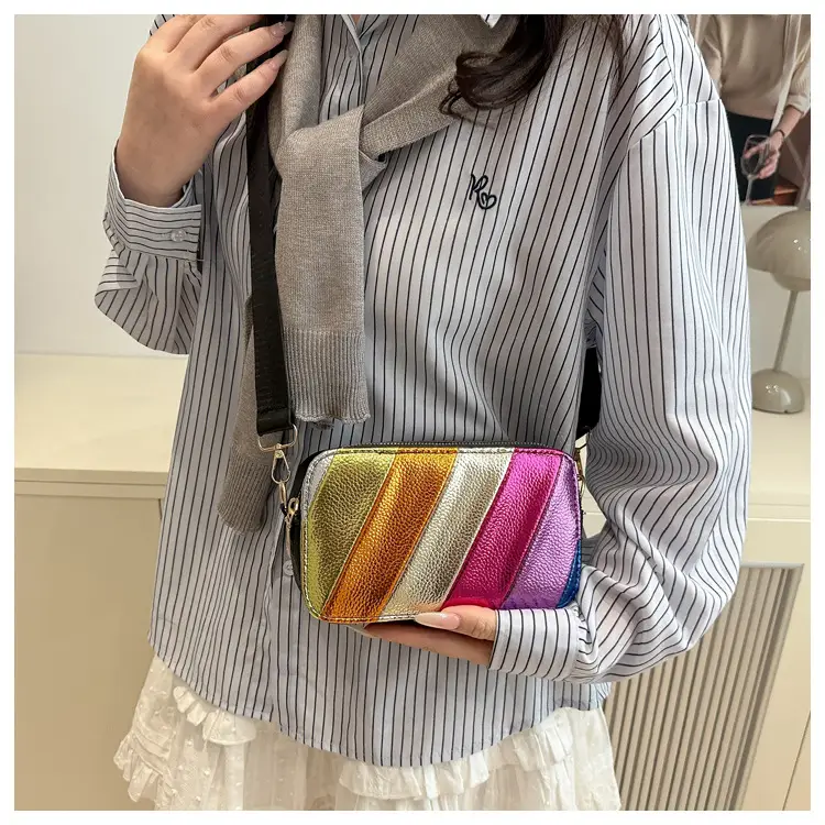 Women's Rainbow Stripe Shoulder Crossbody Bag 2025 — feature 13