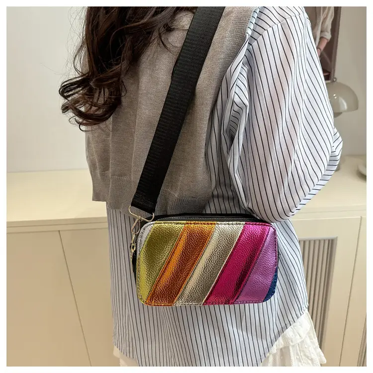 Women's Rainbow Stripe Shoulder Crossbody Bag 2025 — feature 15
