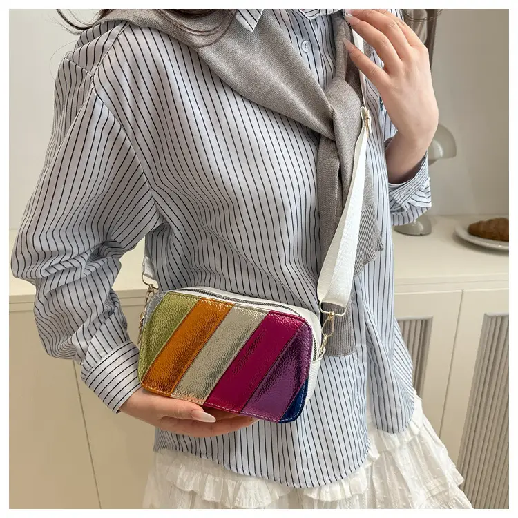 Women's Rainbow Stripe Shoulder Crossbody Bag 2025 — feature 8