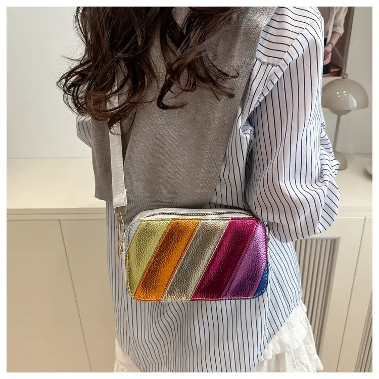 Women's Rainbow Stripe Shoulder Crossbody Bag 2025 — feature 9