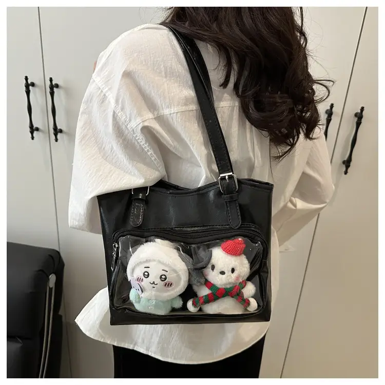Black Transparent Shoulder Bag with Cute Dolls — feature 10