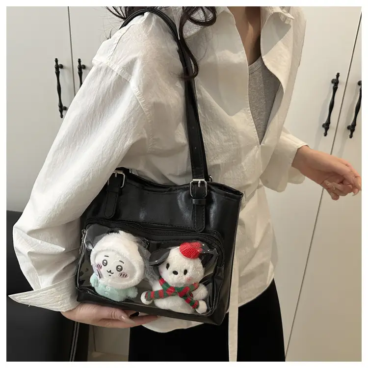 Black Transparent Shoulder Bag with Cute Dolls — feature 9