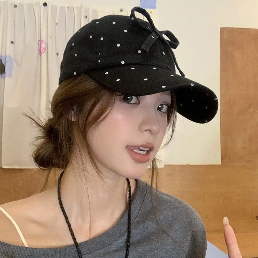 Women's Sweet Bow Dot Baseball Cap Spring Summer - Image 5