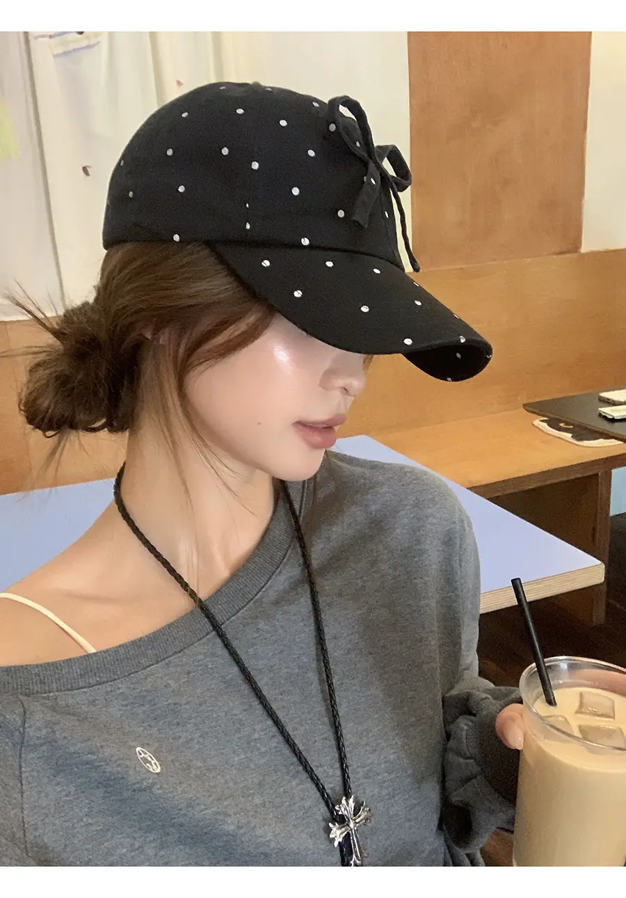 Women's Sweet Bow Dot Baseball Cap Spring Summer — feature 10