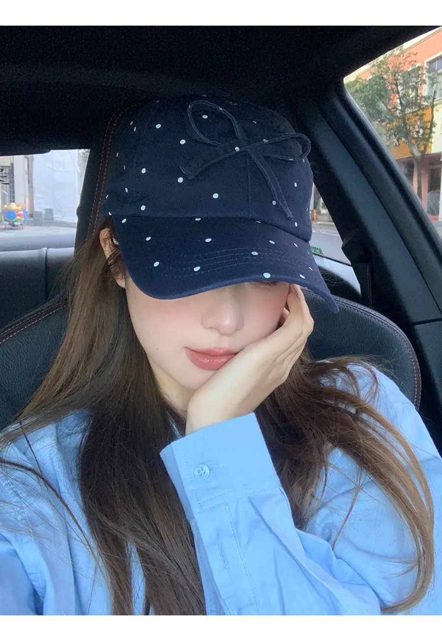 Women's Sweet Bow Dot Baseball Cap Spring Summer — feature 11