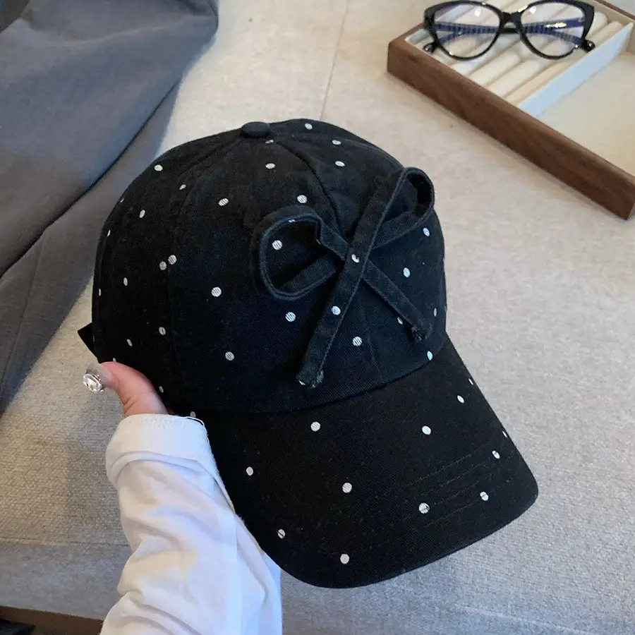Women's Sweet Bow Dot Baseball Cap Spring Summer — feature 12