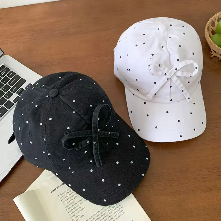 Women's Sweet Bow Dot Baseball Cap Spring Summer — feature 15