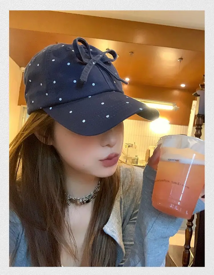 Women's Sweet Bow Dot Baseball Cap Spring Summer — feature 3