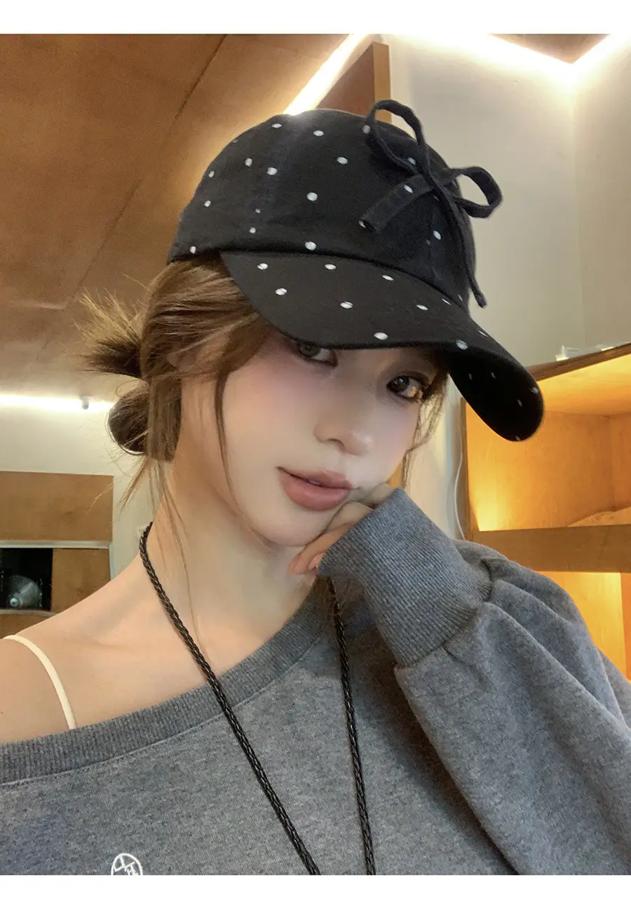 Women's Sweet Bow Dot Baseball Cap Spring Summer — feature 6