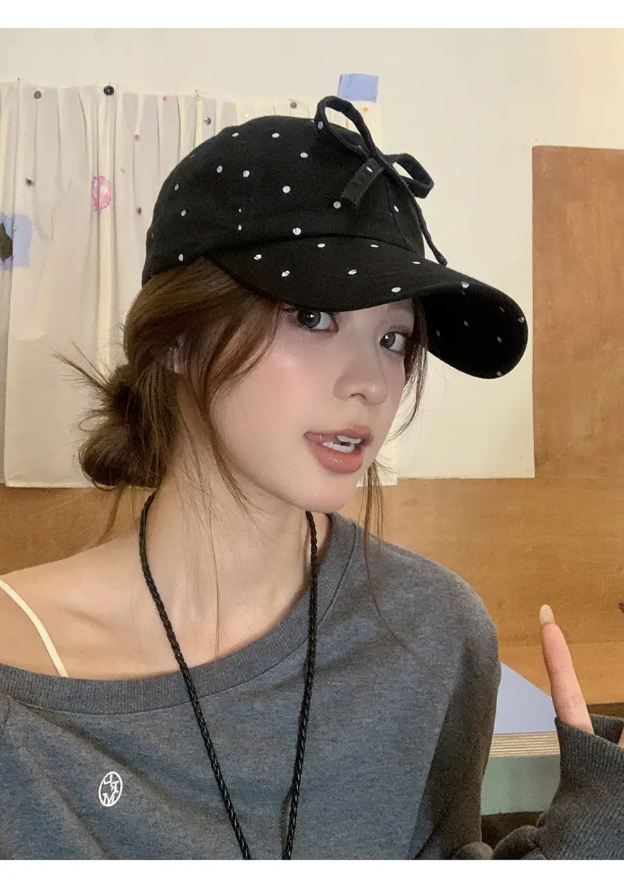 Women's Sweet Bow Dot Baseball Cap Spring Summer — feature 7