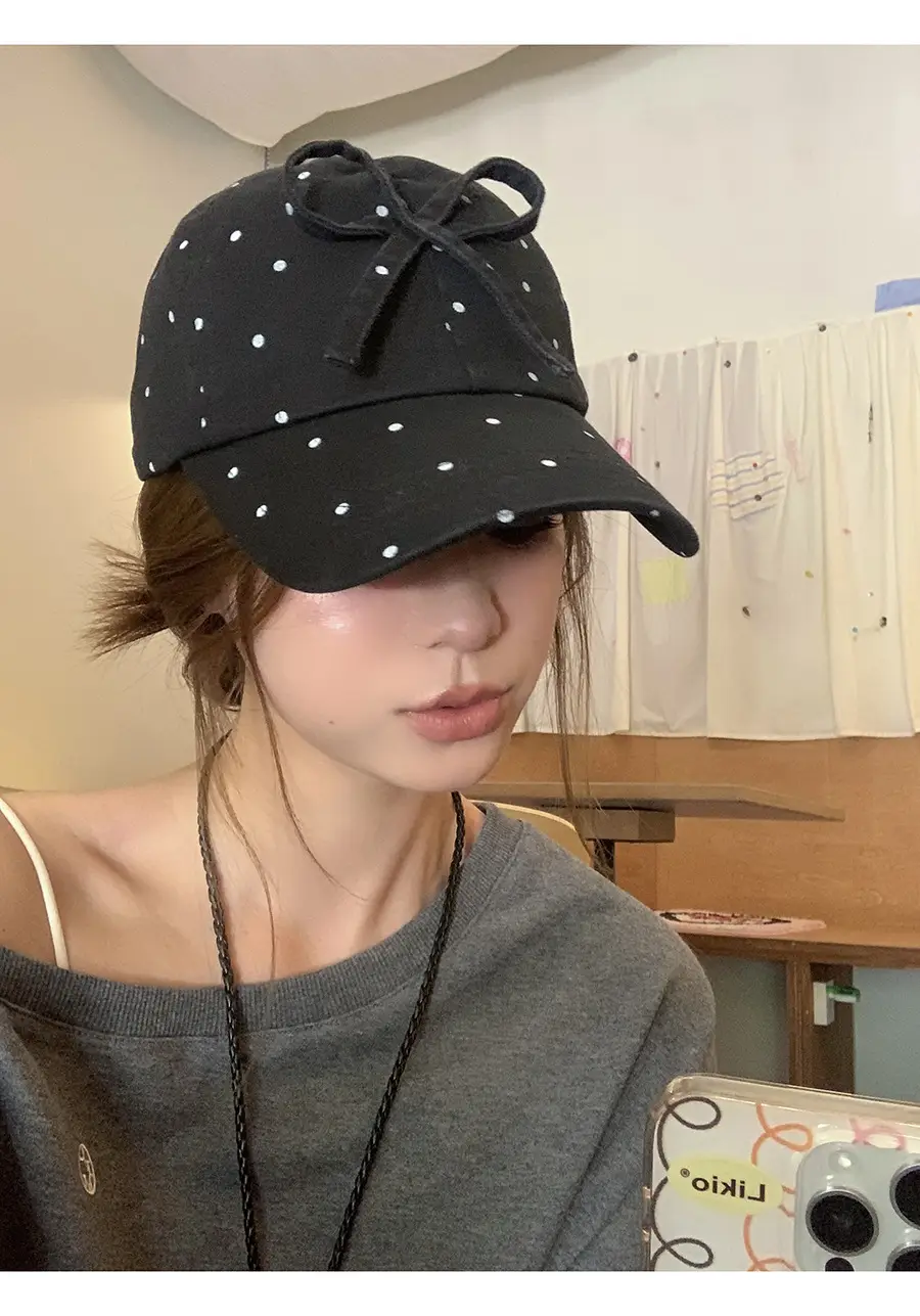 Women's Sweet Bow Dot Baseball Cap Spring Summer — feature 8