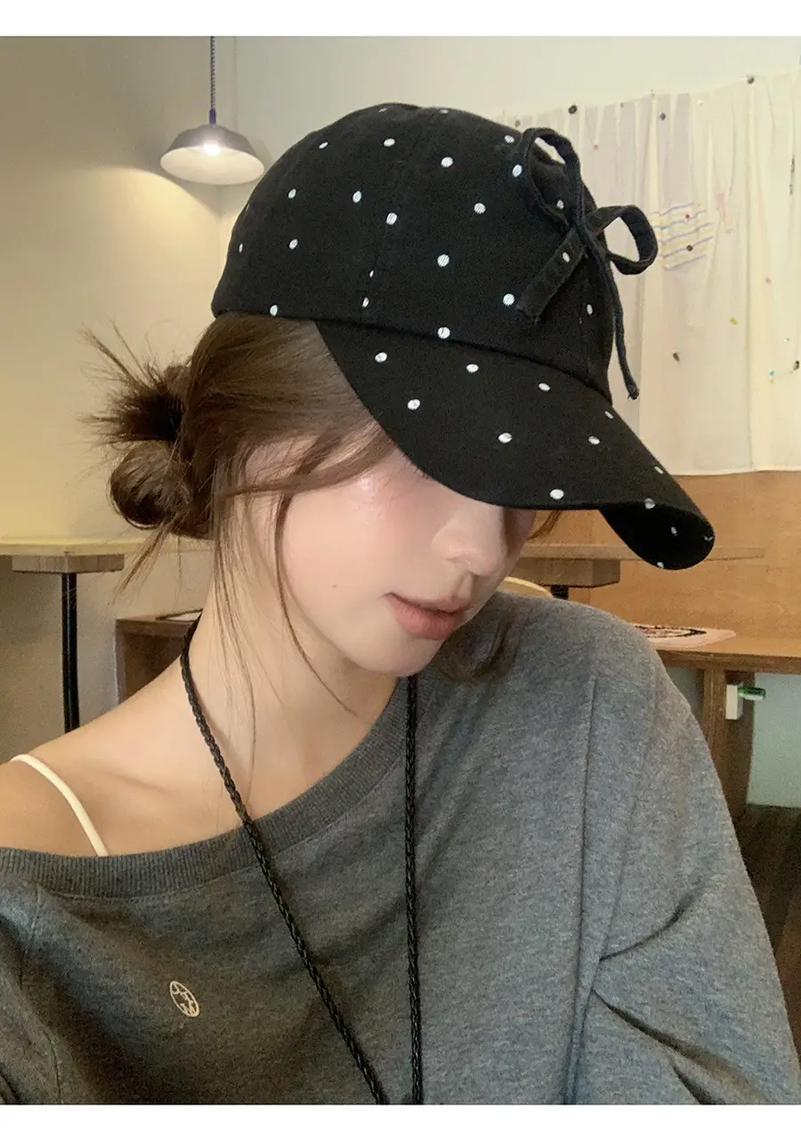 Women's Sweet Bow Dot Baseball Cap Spring Summer — feature 9