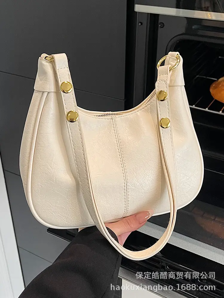 Pink Leather Shoulder Bag with Gold Buttons - Image 12