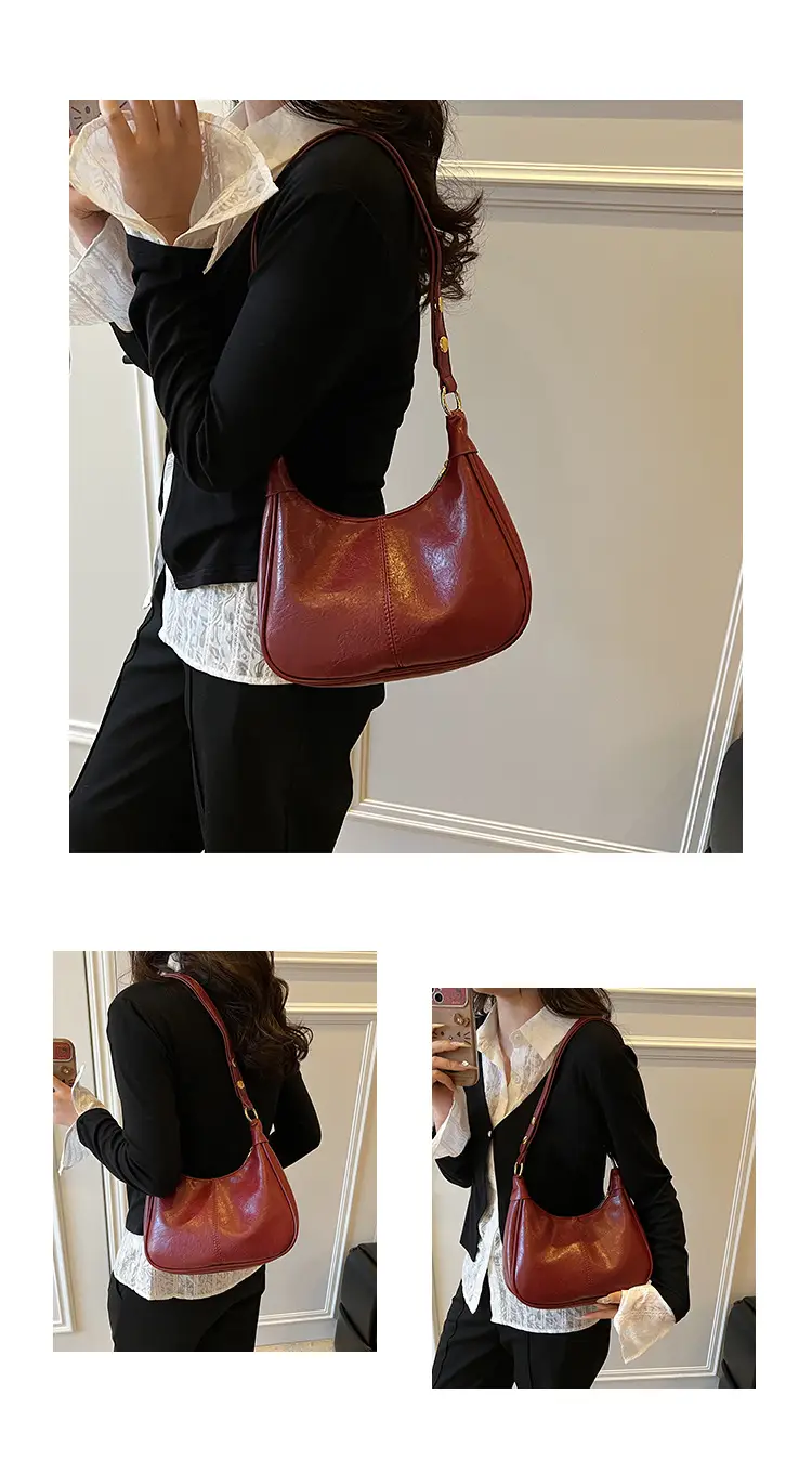 Pink Leather Shoulder Bag with Gold Buttons — feature 14