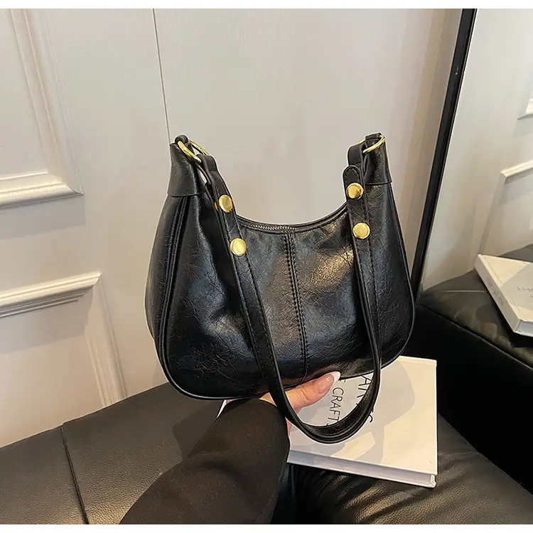 Pink Leather Shoulder Bag with Gold Buttons — feature 17