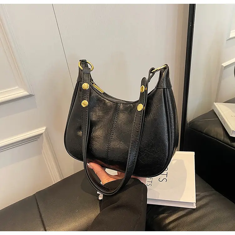 Pink Leather Shoulder Bag with Gold Buttons — feature 18
