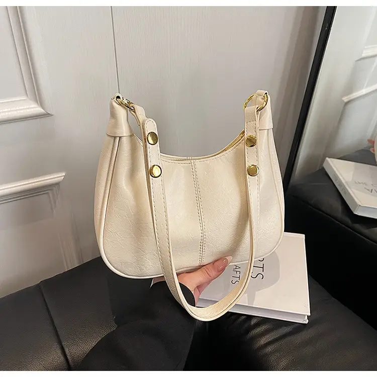 Pink Leather Shoulder Bag with Gold Buttons — feature 19