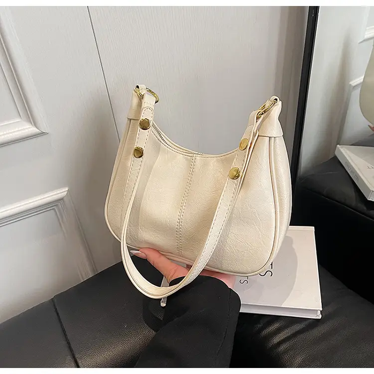 Pink Leather Shoulder Bag with Gold Buttons — feature 20