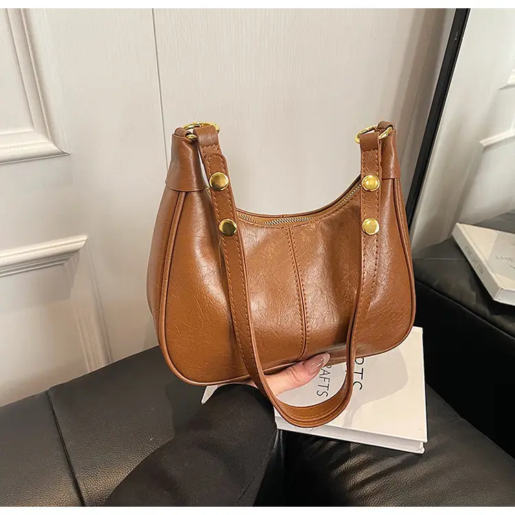 Pink Leather Shoulder Bag with Gold Buttons — feature 21
