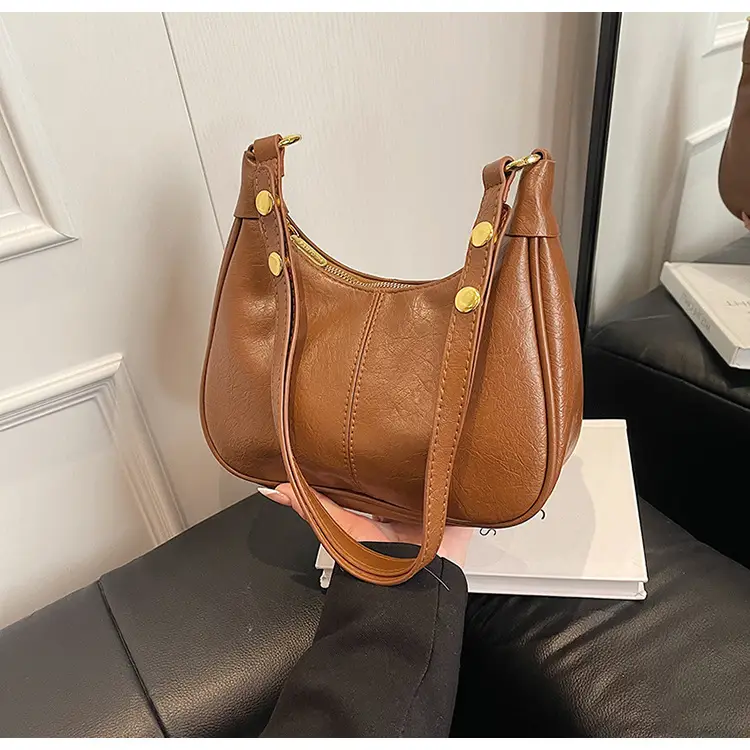 Pink Leather Shoulder Bag with Gold Buttons — feature 22