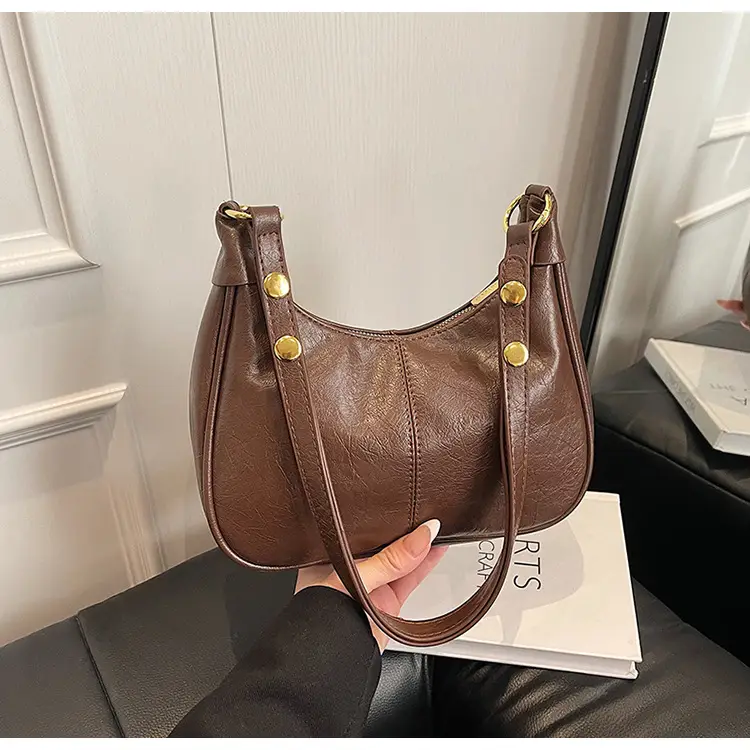 Pink Leather Shoulder Bag with Gold Buttons — feature 25