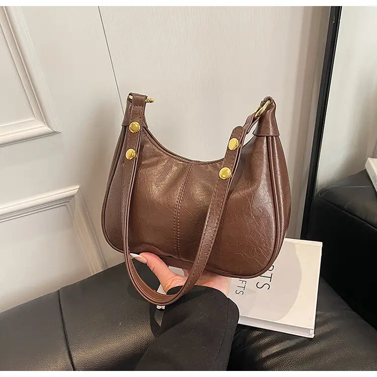 Pink Leather Shoulder Bag with Gold Buttons — feature 26