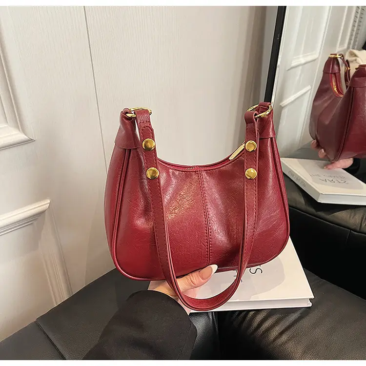 Pink Leather Shoulder Bag with Gold Buttons — feature 27