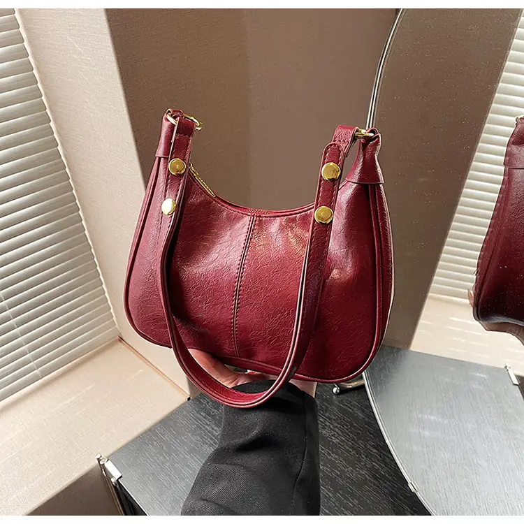 Pink Leather Shoulder Bag with Gold Buttons — feature 31