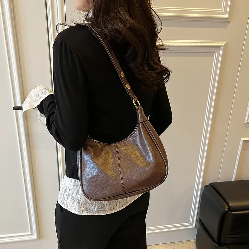 Pink Leather Shoulder Bag with Gold Buttons - Image 5