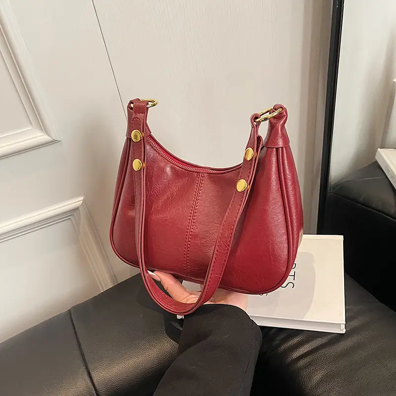 Pink Leather Shoulder Bag with Gold Buttons - Image 7