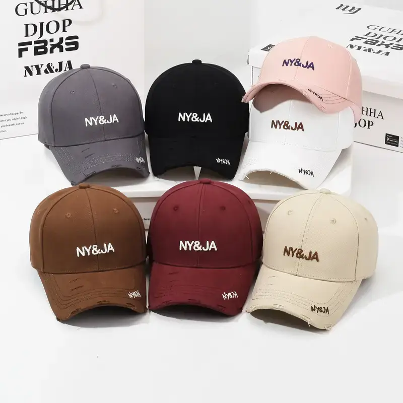 Korean Fashion Ripped Sun Hat for Men Women Hip Hop Embroidered - Image 11