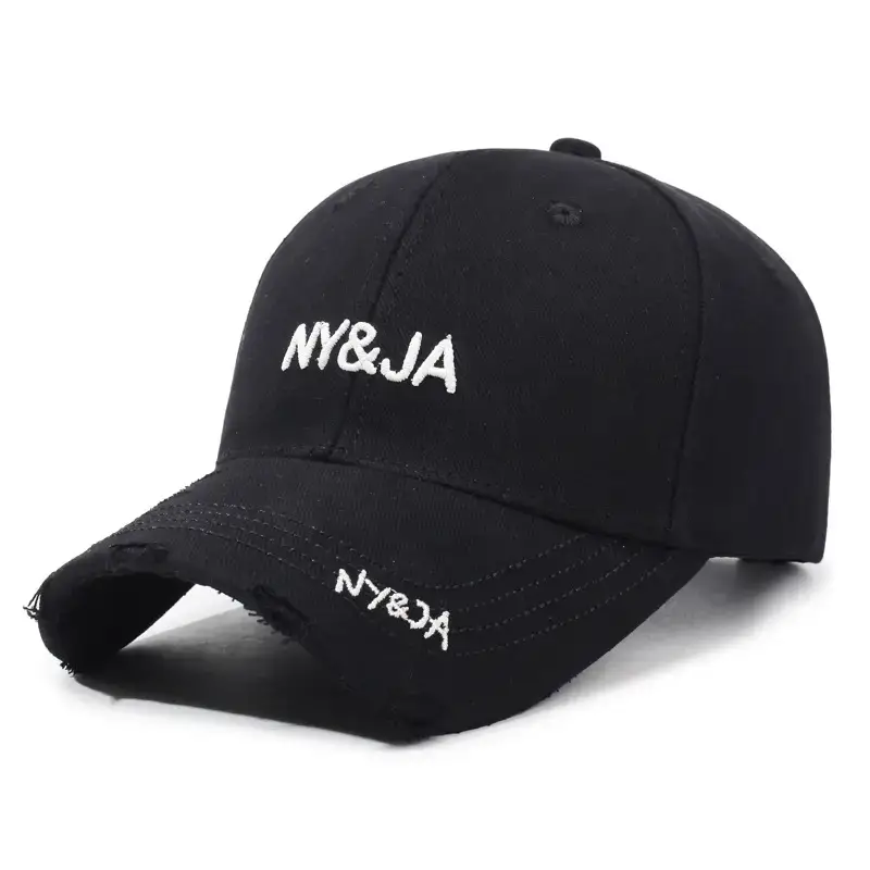 Korean Fashion Ripped Sun Hat for Men Women Hip Hop Embroidered - Image 3