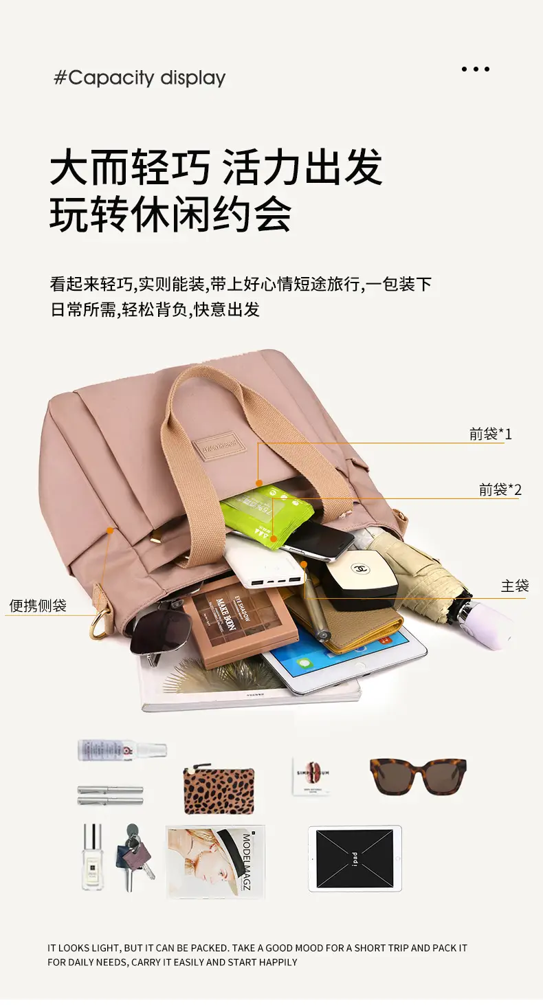 2025 Summer Large Shoulder Bag Women's Nylon Multi Color — feature 8