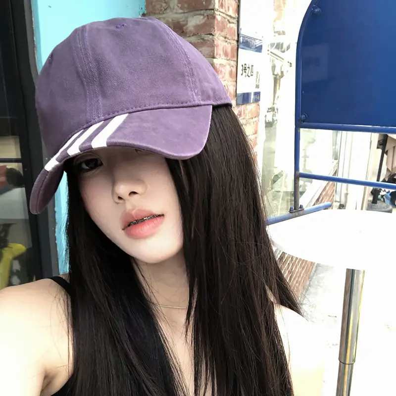 Black Striped Baseball Cap for Men Casual Summer Wear - Image 3