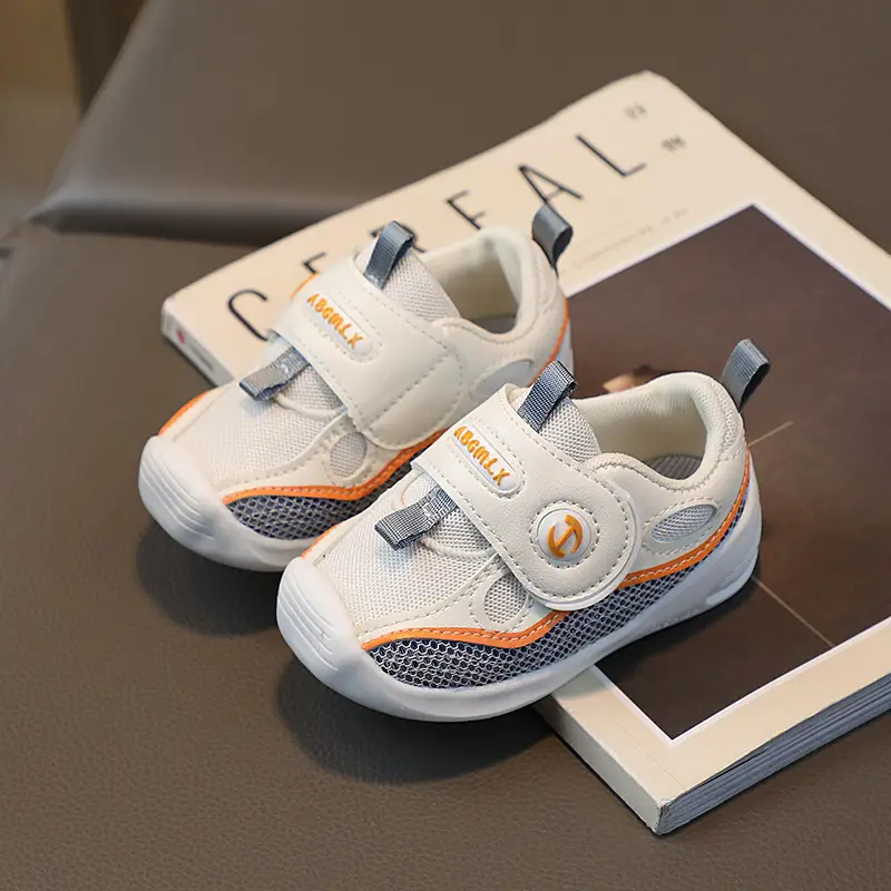 Baby Velcro Shoes White Orange Spring Autumn