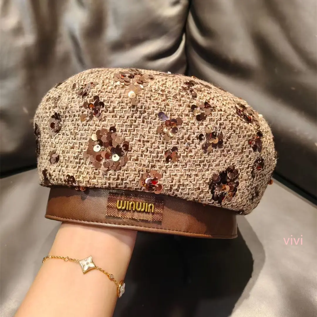 Korean-Style Sweet Retro Beret for Women with Leather Bristle — feature 5
