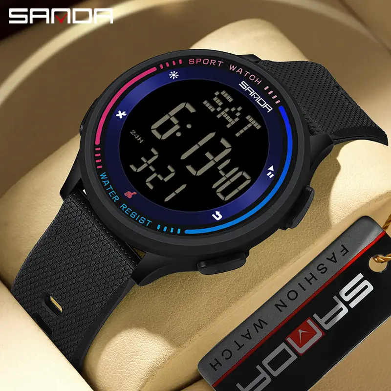 Sanda Men's White Digital Analog Wristwatch with Alarm Clock - Image 24