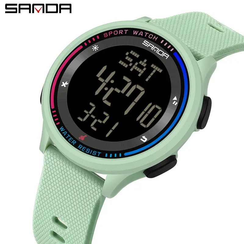 Sanda Men's White Digital Analog Wristwatch with Alarm Clock - Image 27